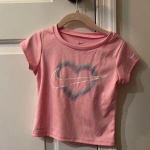Nike Kids Pink Tee with Heart Design